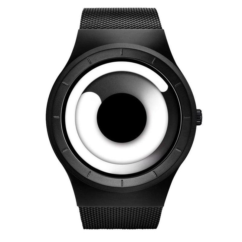 SINOBI Business Watches Men Fashion Creative Original Design Watch Men Steel Mesh Men's Watch Clock Relogio Masculino Unique Wristwatch(Black White) - Image 1